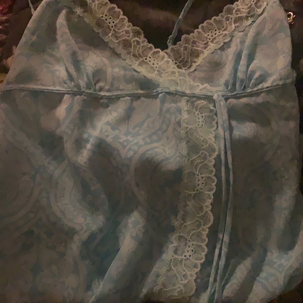 blue lace slip dress